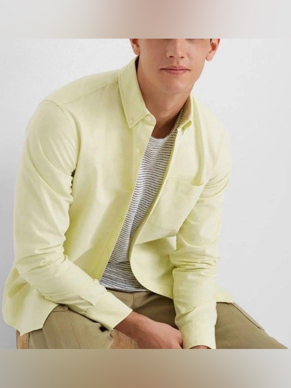 Club Monaco Light Green Button-Down Oxford Shirt Cotton Slim Fit Medium
